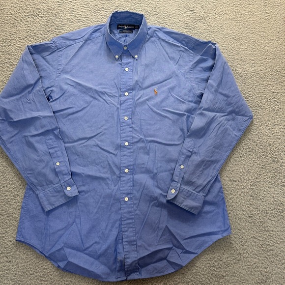 Ralph Lauren‎ Cotton Pinpoint Oxford Shirt Mens 16-35 Blue Button Down Yarmouth - Picture 1 of 13